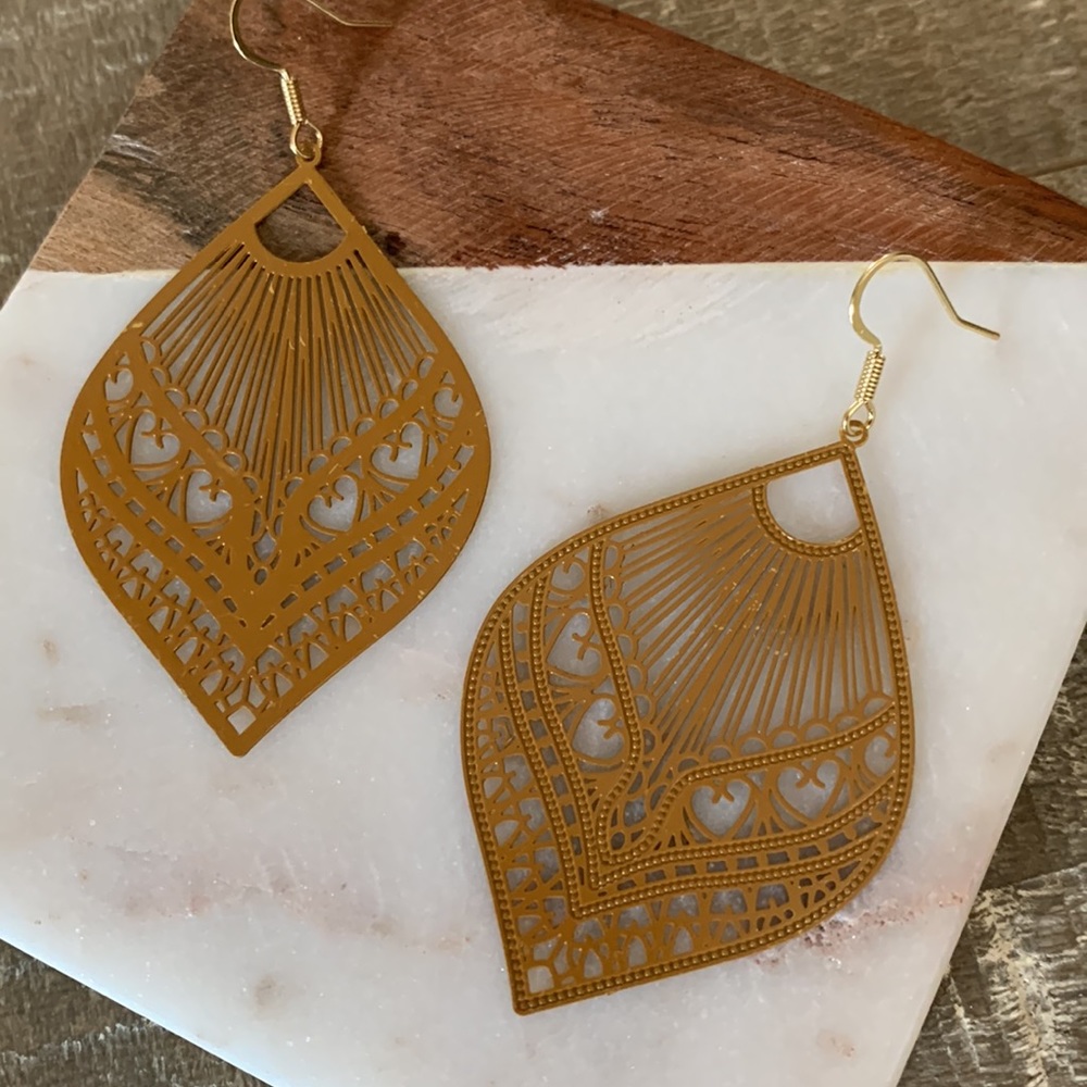 Brown Filigree Drop Earrings